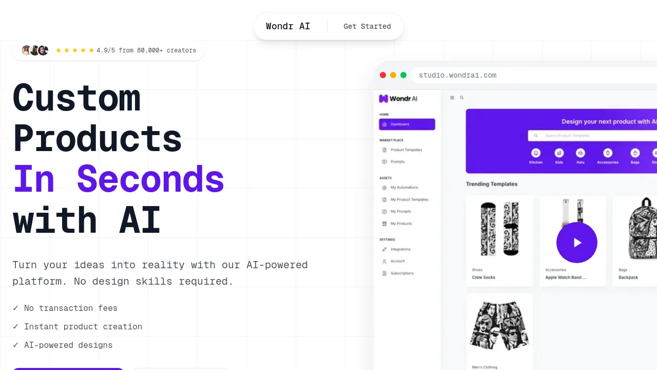 Screenshot of the Wondr AI website