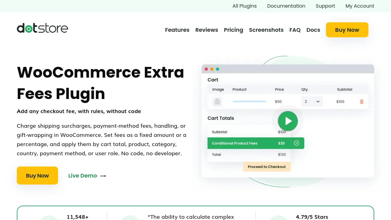 Screenshot of WooCommerce Extra Fees website