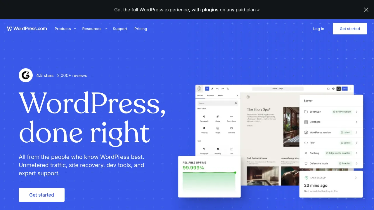Screenshot of the WordPress.com website