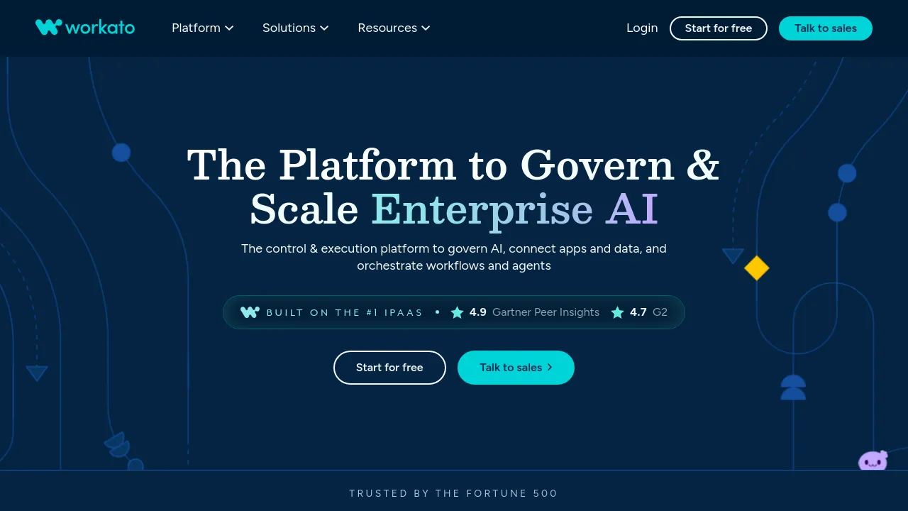 Screenshot of Workato website