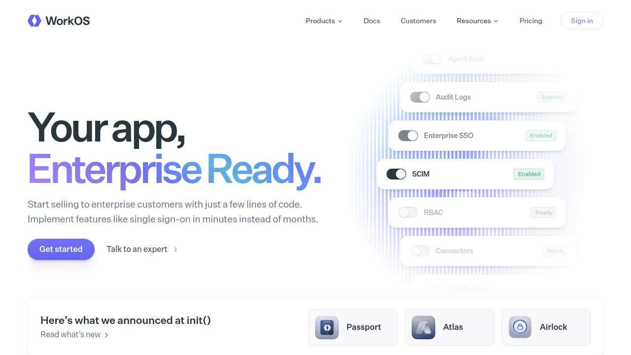 Screenshot of WorkOS website