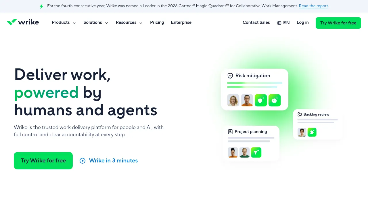 Screenshot of Wrike website