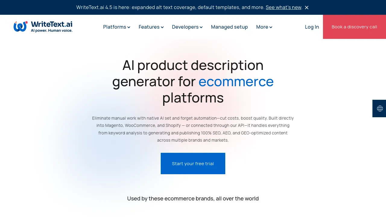 Screenshot of WriteText.ai website