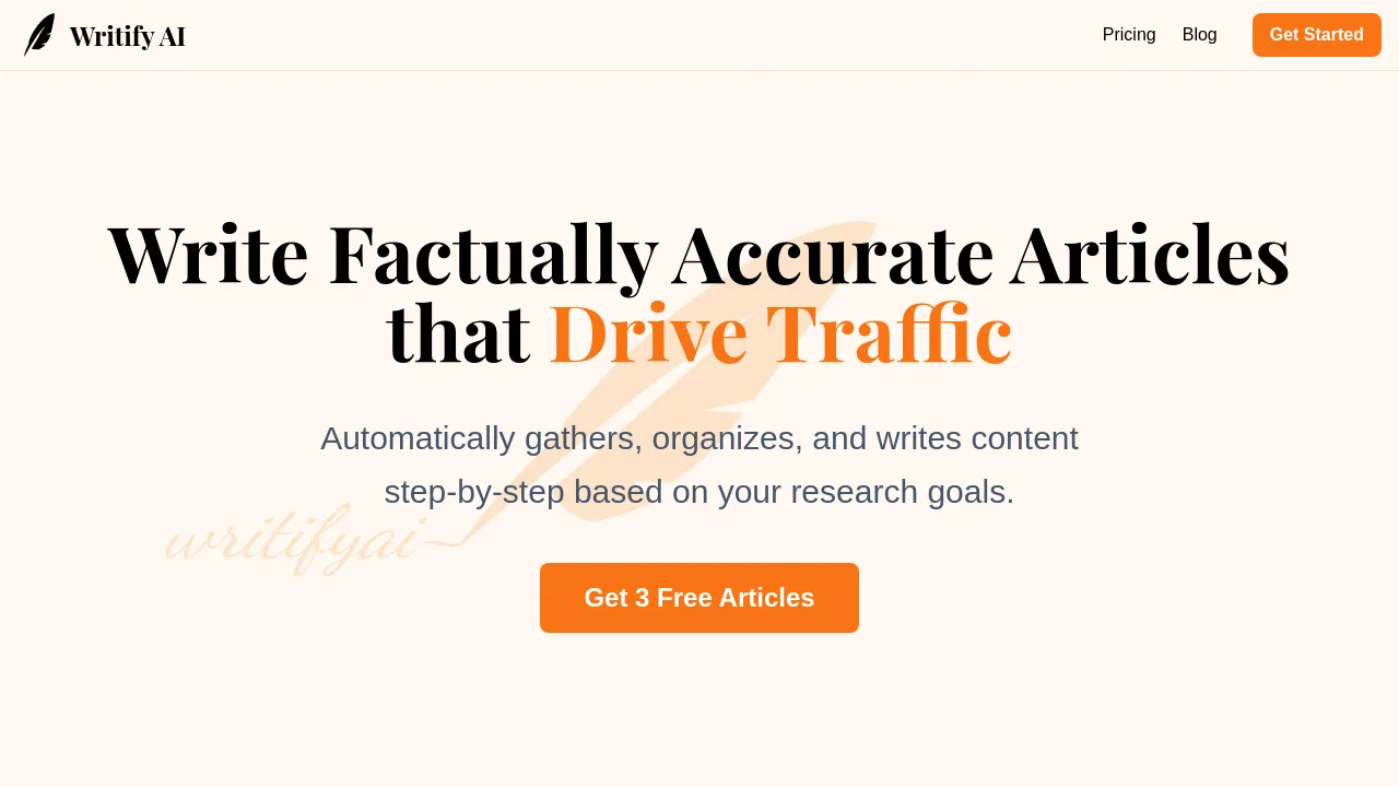 Screenshot of Writify AI website