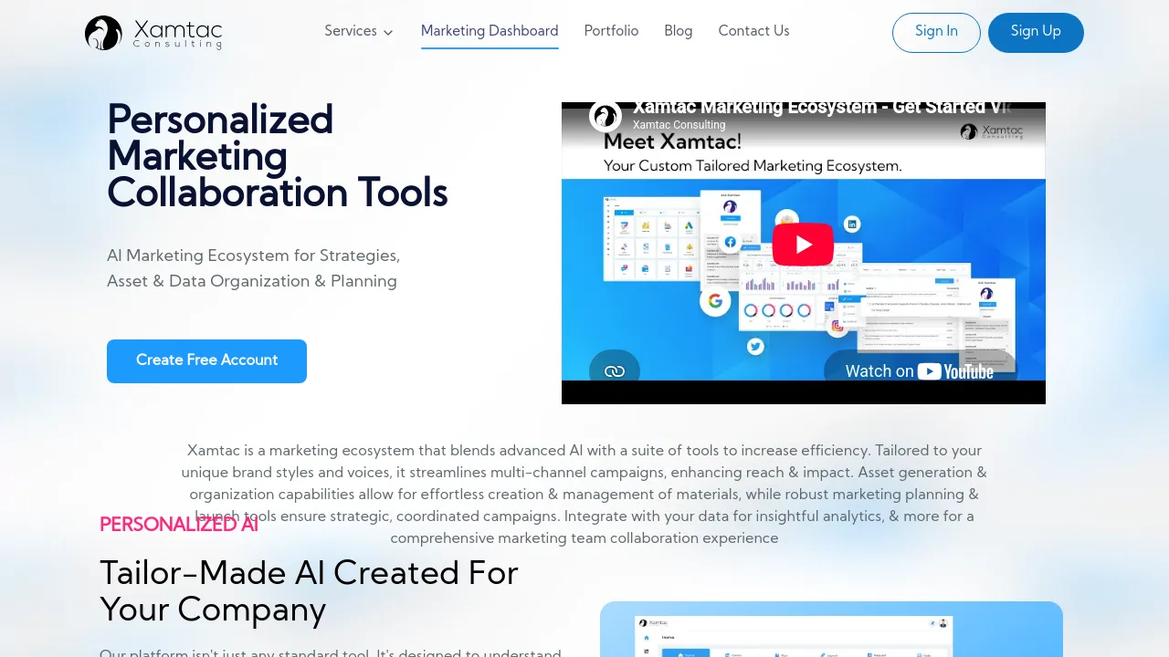 Screenshot of Xamtac website