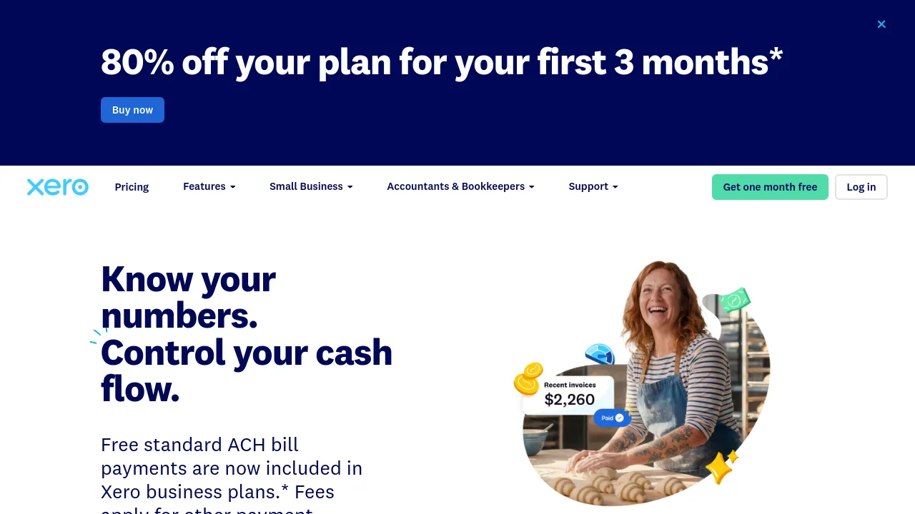 Screenshot of Xero website