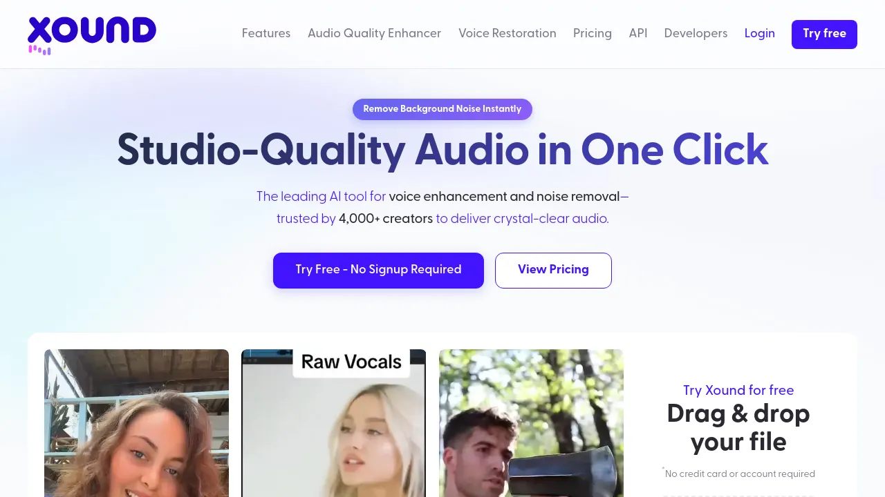Screenshot of Xound website