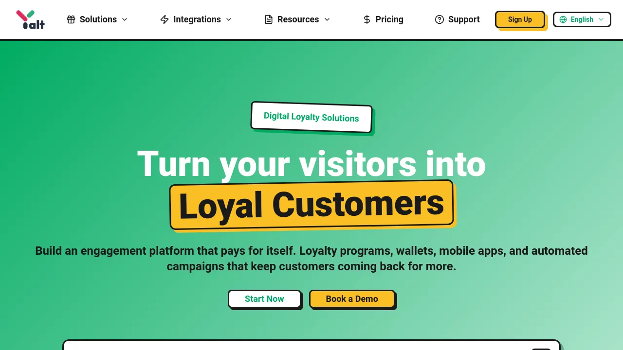 Screenshot of the Yalt website