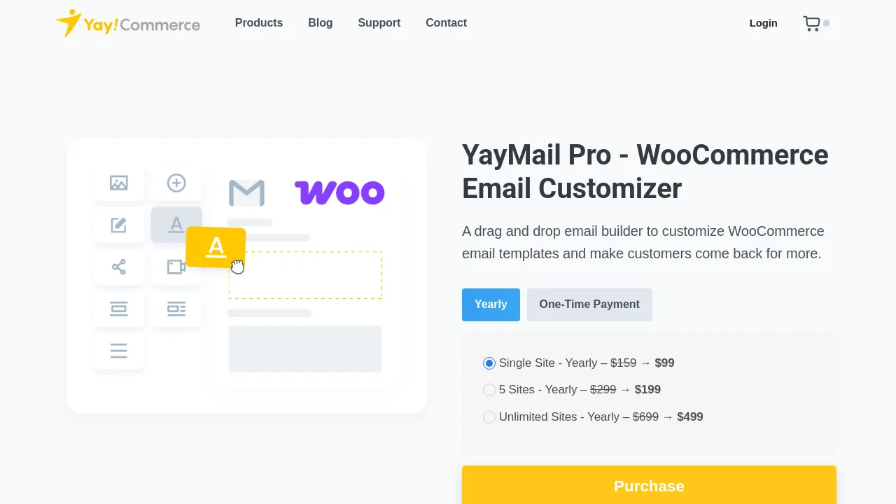 Screenshot of YayMail Pro - WooCommerce Email Customizer website