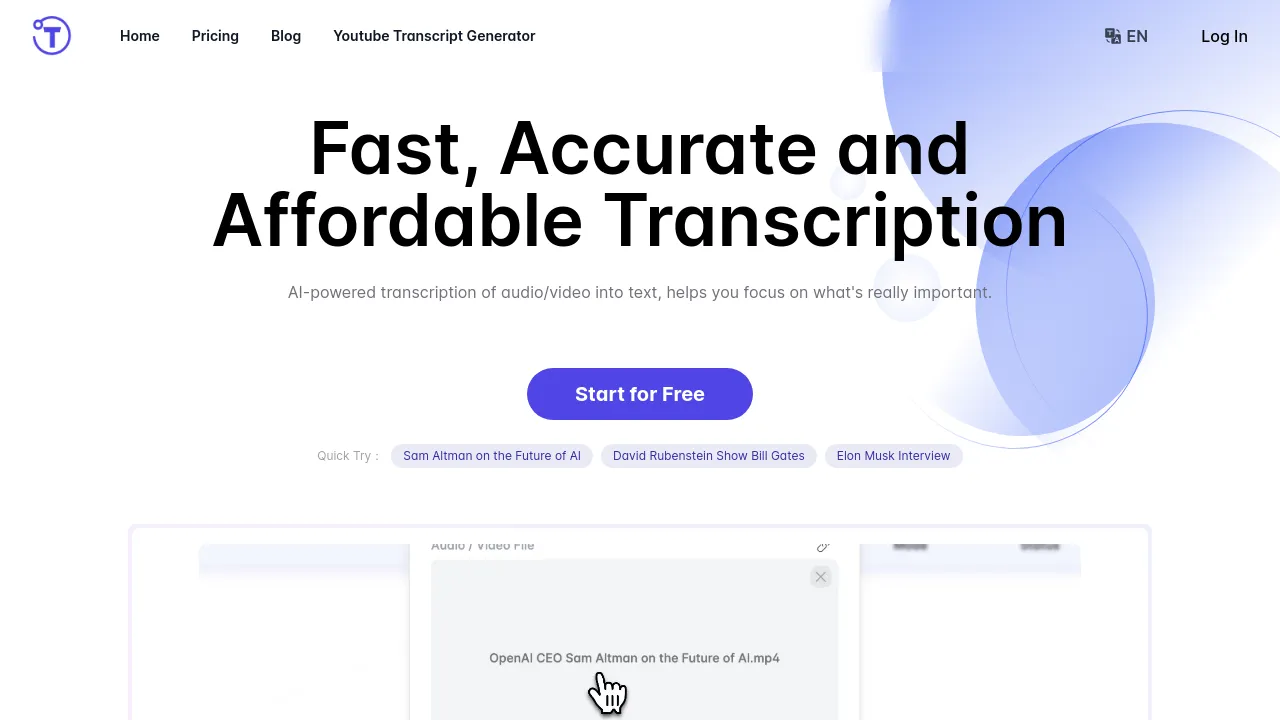 Screenshot of Yescribe.ai website