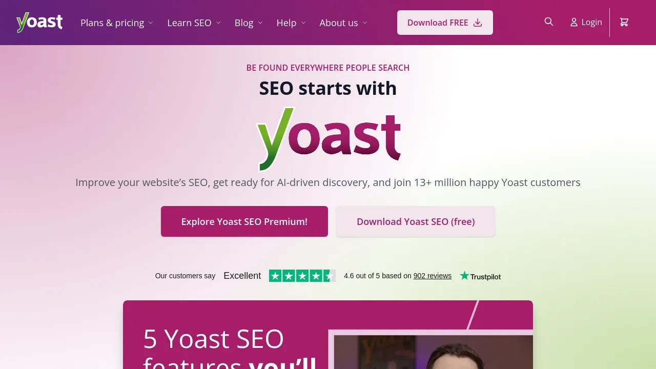 Screenshot of the Yoast SEO website