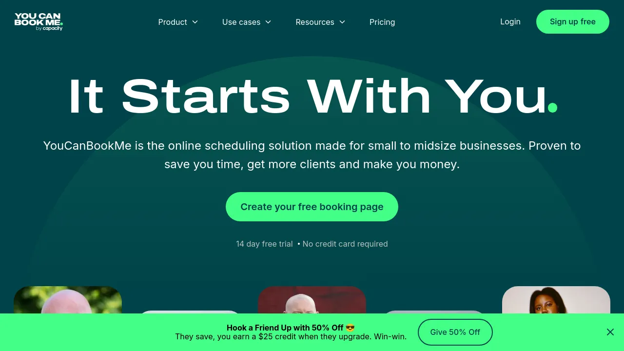 Screenshot of YouCanBookMe website