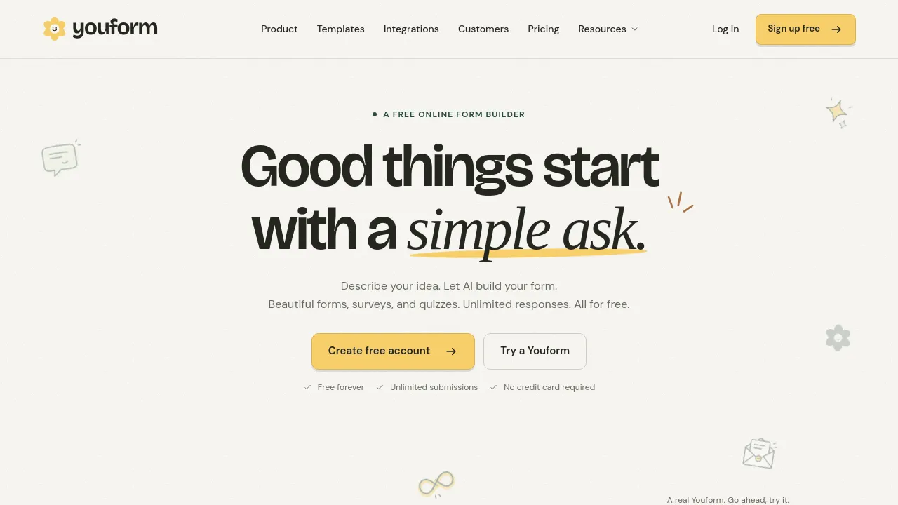 Screenshot of Youform website
