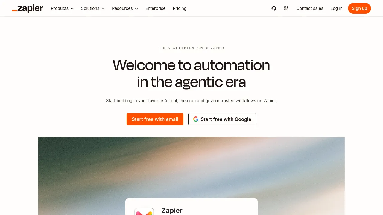 Screenshot of the Zapier website
