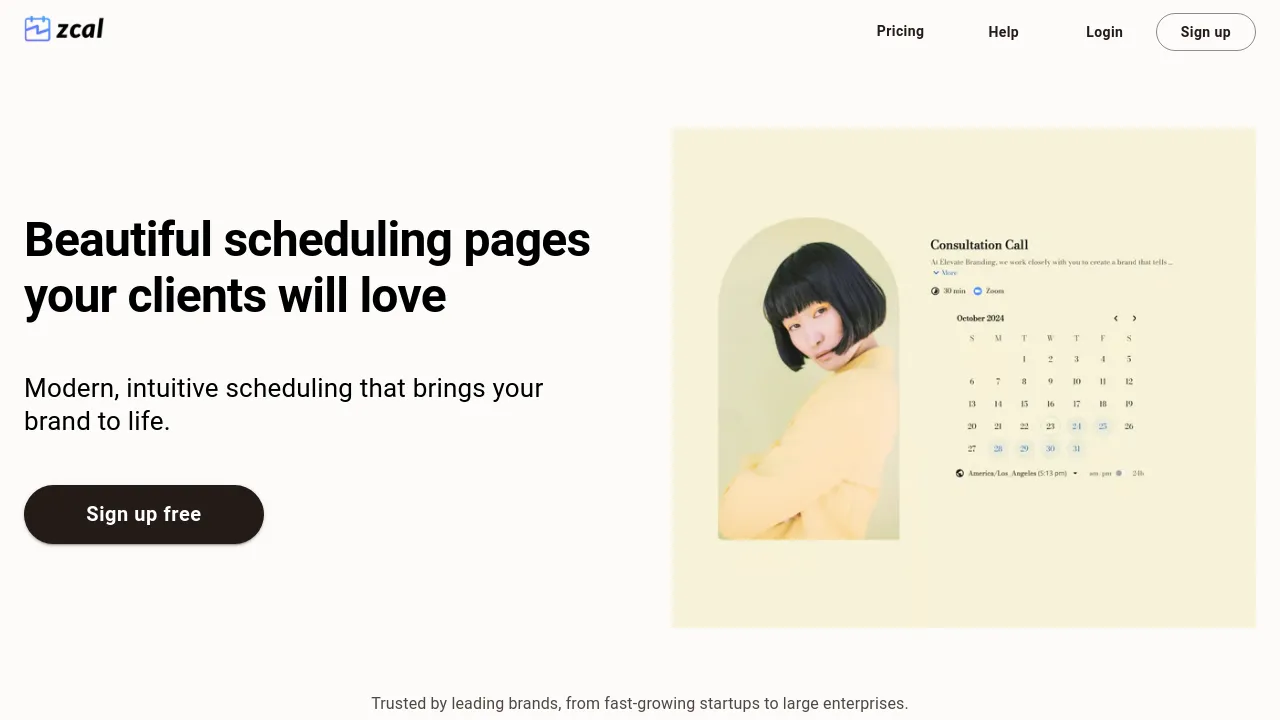 Screenshot of zcal website