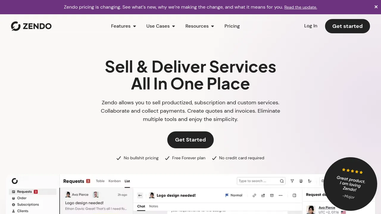Screenshot of Zendo website
