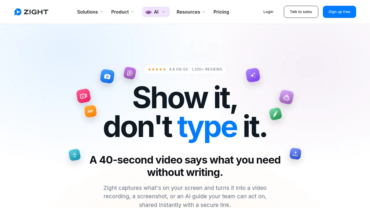 Screenshot of the Zight website