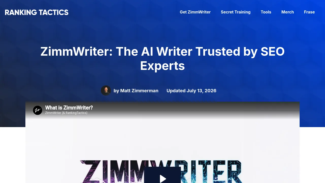 Screenshot of ZimmWriter website