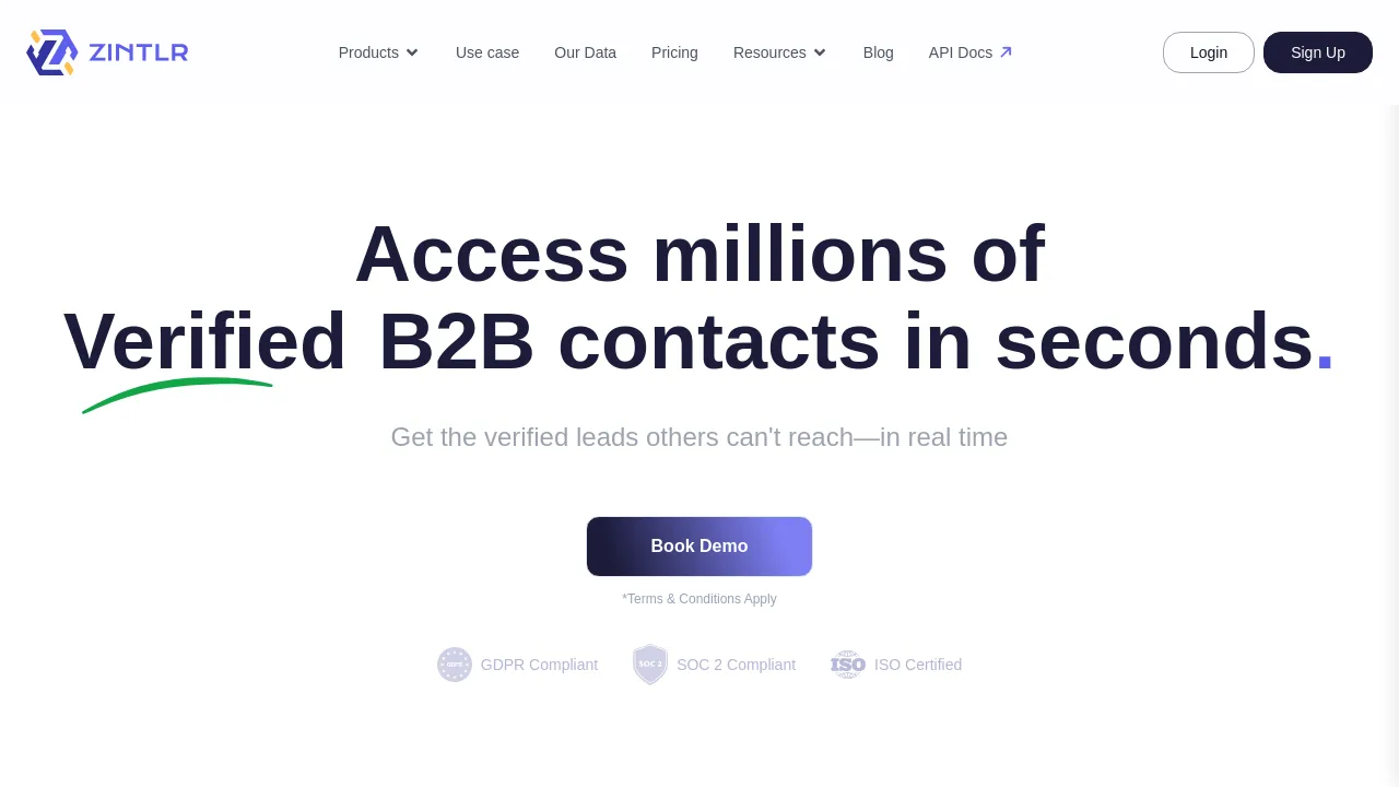 Screenshot of Zintlr website